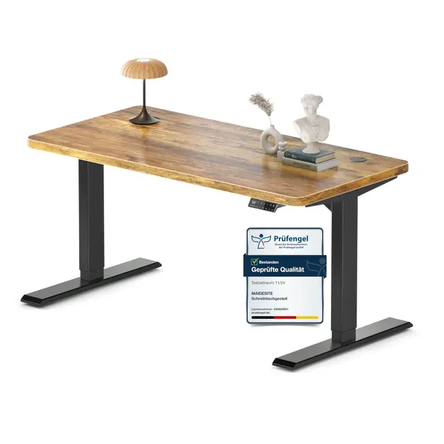 MAIDeSITe Höhenverstellbarer Schreibtisch (140x70cm), Höhenverstellbar Stehtisch Elektrisch, Energieeffizient Flüsterleiser Dualmotor Traglast 160kg Mit Kollisionsschutz Funktion - S2 Pro