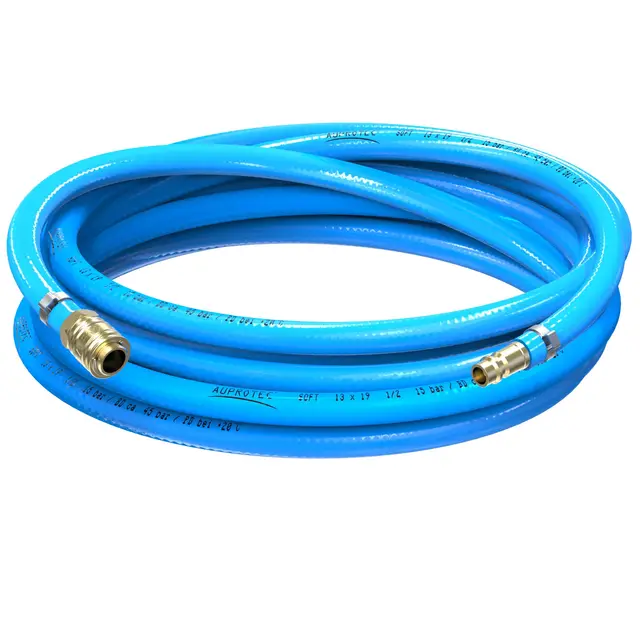 AUPROTEC Druckluftschlauch Set 13mm Ø Innen 3m PVC-Schlauch I Mit Messing Schnellkupplung für Druckluft-Kompressor I AUPROTEC Kompressorschlauch hochflexibel
