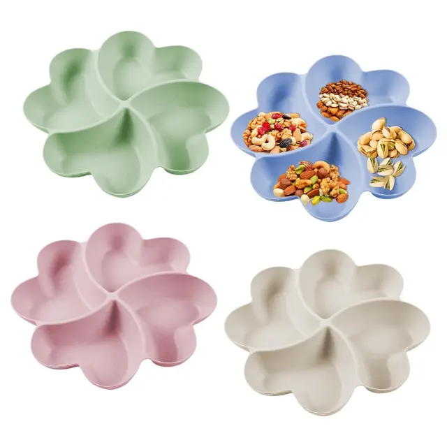 Snackteller mit Fächern 4 Stück Snackschale Wiederverwendbare Teller mit Unterteilung Snackteller Snackschale mit Fächern für Home Party für Nuss Candy Obst Essen Getrocknetes