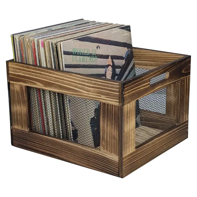 ARTAWEIN Vinyl-Klappbox für 80 Schallplatten, Holz, weiß