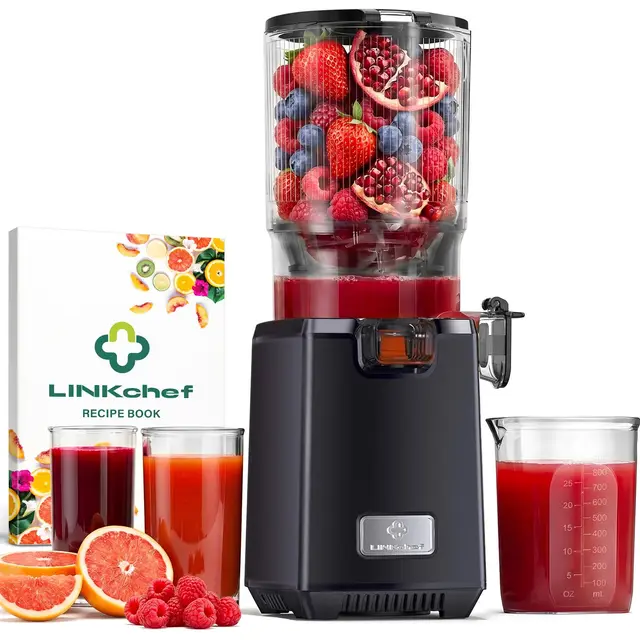 LINKChef Entsafter Slow Juicer für Obst und Gemüse, 250W Juicer Machine, 130 mm Einfüllöffnung für ganze Früchte, 1,8L Familiengröße, Leicht zu reinigen, BPA-frei