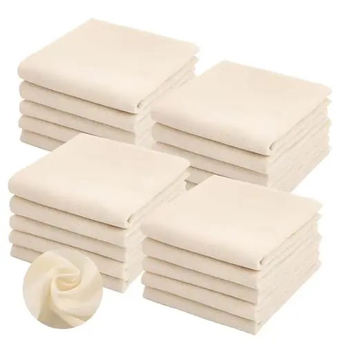 20 Stück Passiertuch, 50 * 50 Cm Käsetuch, 100% Baumwolle Ungebleicht, Passiertuch Wiederverwendbar und Waschbar, Seihtuch, Cheesecloth für Nussmilch, Saft, Käse, Joghurt, Étamine Alimentaire.