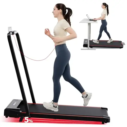 Klappbares Elektrisches Laufband, Laufband für Zuhause mit 5% Neigung, 12 km/h, 1400W Walking Machine mit LCD-Anzeige