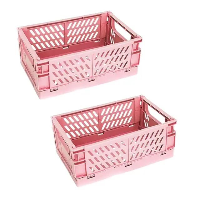 Klappbox, 2 Stück Aufbewahrungskorb Klappkiste 25,4 x 16,6 x 10,5 CM, Stapelbar Korb Aufbewahrung für Klassenzimmer, Küche, Büro, Schlafzimmer