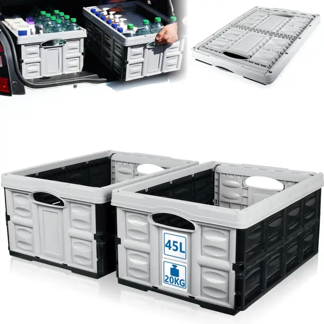 Stimo 2x Klappbox 45 L faltbare Transportbox 54 x 40 x 26 cm klappbar und stapelbar Einkaufskiste