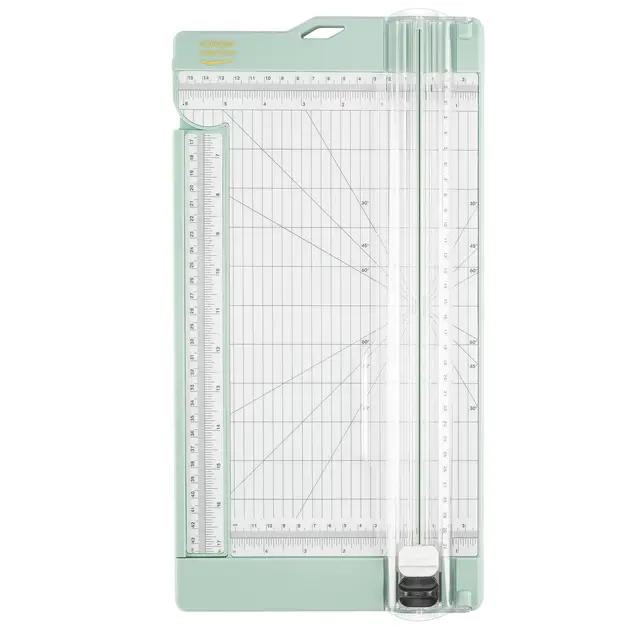 Vaessen Creative Papierschneider Mit Falzbrett 15x30,5cm, Mintgrün, für Scrapbooking und Karten Basteln