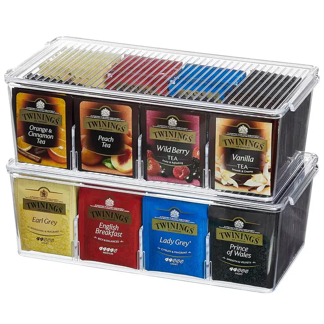 Lifewit Teebox 16 Fächer mit Deckel Transparent 2er-Set
