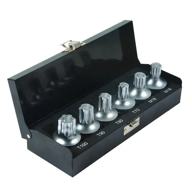 CCLIFE Torx Nuss Set Steckschlüssel Satz 3/4 Zoll, 6tlg T70-T100 M16-M18, Metallkassette für Werkstatt & Kfz-Wartung, Cr-Mo Stahl