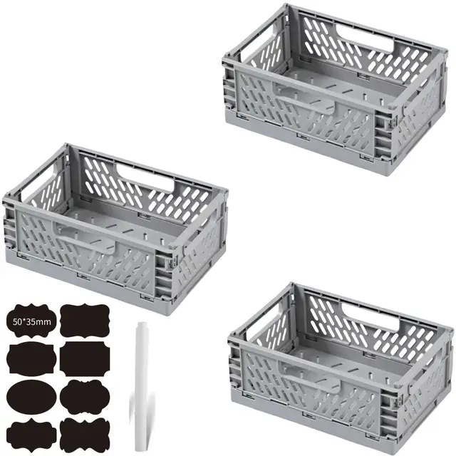 3 Stück Klappbox Klappkiste Grau 30×20×12 cm Klappboxen Faltbar Stabil Klappkorb Faltbar Klappkorb Aufbewahrungsbox Boxen Aufbewahrung für Küche,Arbeitszimmer,Büro