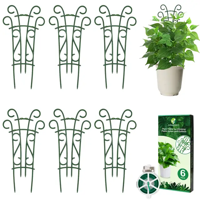 6er-Pack stapelbares Pflanzen-Rankgitter – Verstellbares Rankgitter für Topfpflanzen drinnen und draußen, kleines Garten-Rankgitter für Kletterpflanzen, Pflanzenstützpfähle für Pothos, Efeu