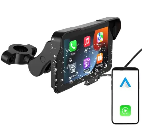 Lescars Motorrad Navigation: Motorrad-Navi-Display mit 5"/12 cm, CarPlay- & Android Auto-kompatibel (Navigationssystem, Navi Apple Carplay, Fahrrad)