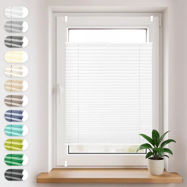Sonello Plissee Klemmfix ohne Bohren 80cm x 200cm Weiß Faltrollo Plisseerollo Jalousie für Tür & Fenster Blickdicht Sichtschutz Sonnenschutz Fertifplissee Rollo