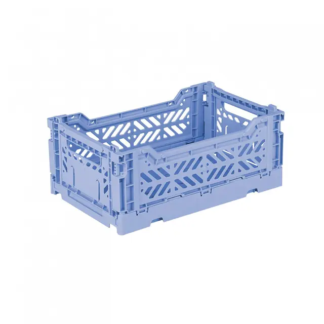 AYKASA Klappkiste, stabile Faltkiste aus Kunststoff, stapelbar, Baby Blue, Mini (27x17x11cm)