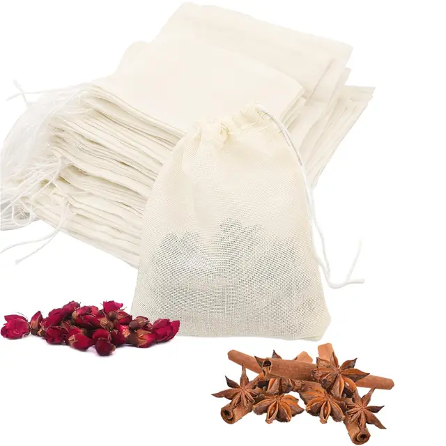 45 Stück Nussmilchbeutel Drei Größen Teebeutel für Losen Tee Wiederverwendbare Baumwollsäckchen Geeignet für Milch Teebeutel Kaffee Filterpapier Gewürze 6x8/8x10/10x15 cm