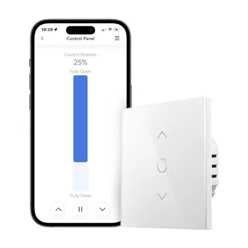 Meross WiFi Rollladenschalter (NEUTRALKABEL ERFORDERLICH), Fenstervorhang-Touchschalter kompatibel mit Alexa, Google Home und SmartThing [Energieklasse A+++]