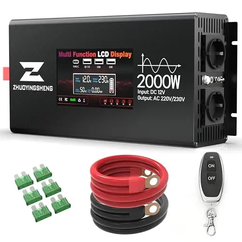 Zhuoyingsheng PSW 2000W Reiner Sinus Wechselrichter 12V/230V