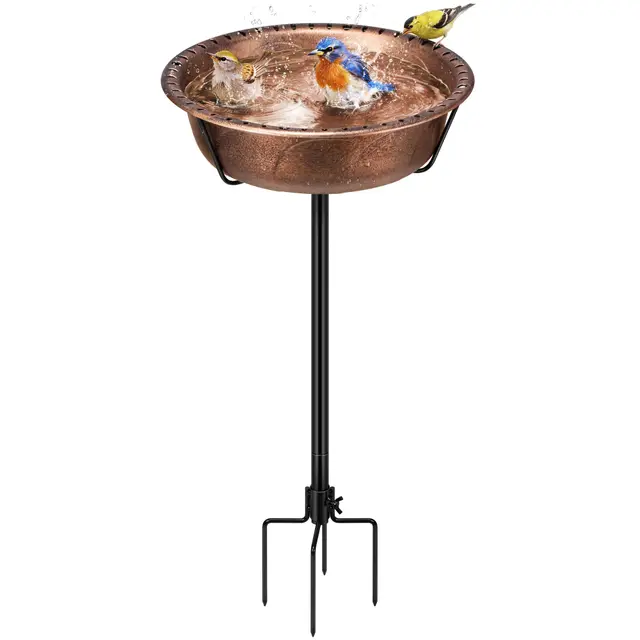 VIVOHOME Vogelbad für den Garten,Vogeltränke Stehend,35In Metall Vintage Freistehendes Vogelbad mit,Vogeltränke Groß Frostsicher Winterfest (Antike Bronze)