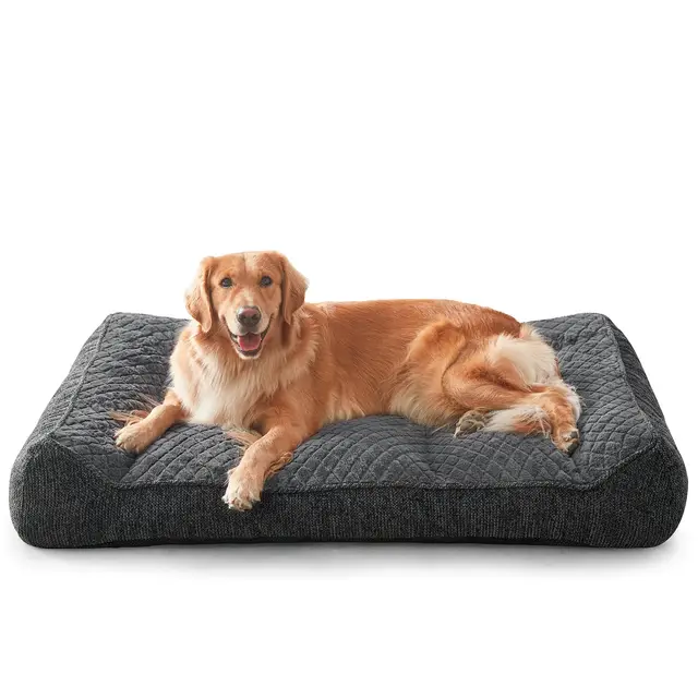 JOEJOY Orthopädisches Hundebett Grosse Hunde, Ergonomisches Hundebett Waschbar Abnehmbar, Hundesofa rutschfest mit Erhöhtem Rand, Hundekorb Weiches Schneeflocken-Fleece, 107x76x24cm
