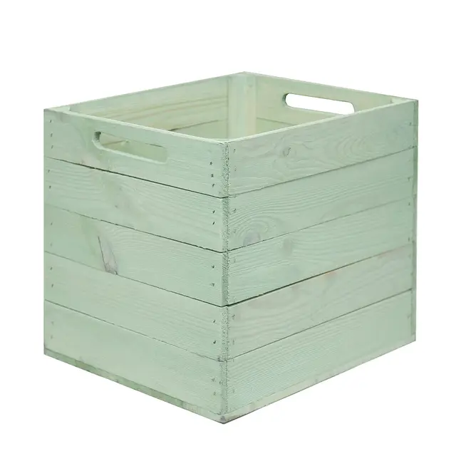 Kistenkolli Altes Land 2er Set Holzkiste Aufbewahrungskiste passend für alle Kallaxregale und Expidit Regale Kallaxysteme Weinkiste Obstkiste Regalkiste Maße 33x37,5x32,5cm Kallax Boxen Einsatz (Mint)