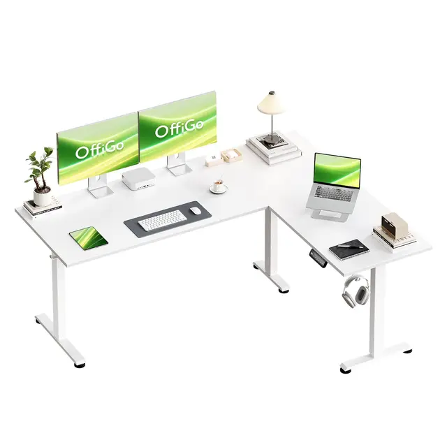 OffiGo Höhenverstellbarer L-Schreibtisch 160x120 cm elektrisch