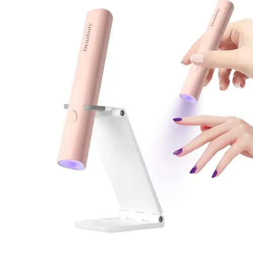 UV Lampe für Gelnägel, Mini U V LED Lampe für Nägel Wiederaufladbar mit Ständer Tragbare Kleine UV Nagellampe für Gel Nagellack, zum Aushärten von Nagelkleber & Nail Tips Rosa