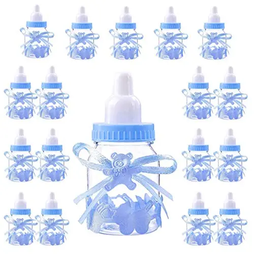 Jonami Junge Süßigkeiten Box 18 Flasche Blau, Babyparty Deko Junge, Baby Shower, Baby Party Dekoration Box Gastegeschenke Taufe Geschenkpaket (4cm*4cm*9cm) -18 STK-