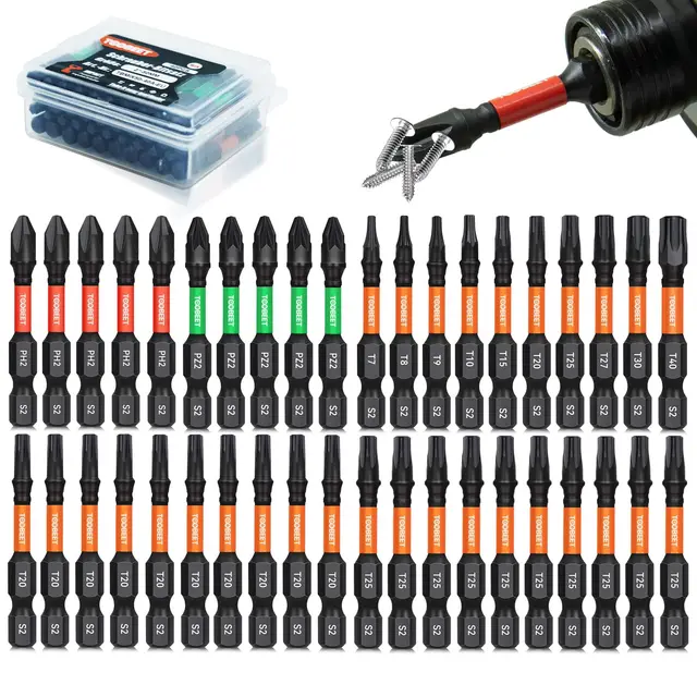 Impact Multi Schraubendreher Bits Set, 40tlg. Magnetischen S2-Stahl 50mm (Torx/Phillips/Pozidriv) Schlagfeste Schrauber Bitsatz für Schlagwerkzeuge inkl. robuster Aufbewah Ungsbox