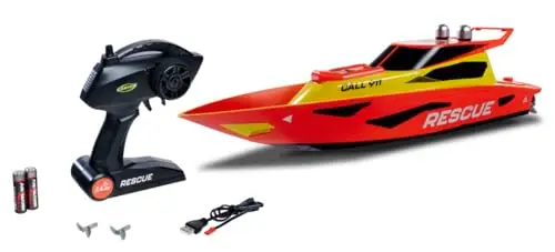 Carson 500108058 RC Rescue 2.4G 100% RTR - Ferngesteuertes Boot, RC Boot, Ferngesteuertes Spielzeug für Kinder und Erwachsene, inklusive Fernsteuerung, Rot