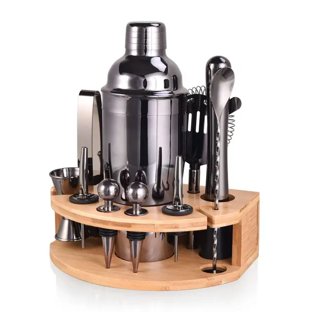 Cocktail Shaker Set,Esmula 750ML 12 Teiliges Edelstahl Barkeeper Kit Geschenk für Männer, Frauen, Freunde, Home Stylish Bar Tool Set mit Cocktail Rezeptheft (Grau)