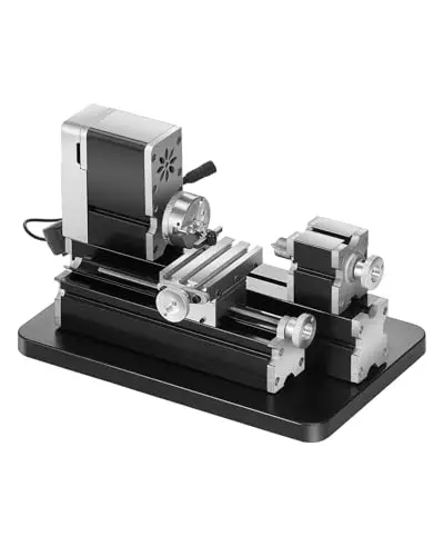 VEVOR Mini-Drehmaschine aus Metall 70x130 mm, Fräsmaschine 20000 U/min, 36 W Hochleistungsmotor, 3-Backenfutter, didaktische Metalldrehmaschine mit Schutz für die Bearbeitung von Präzisionsteilen