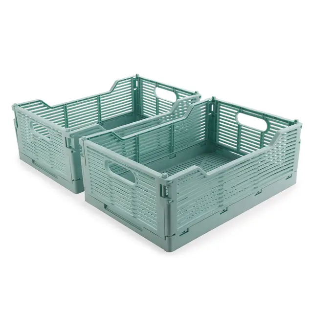 Vivikivi Klappbox Kunststoff stapelbar 2er-Set Blau 30,5×20,5×12,5 cm