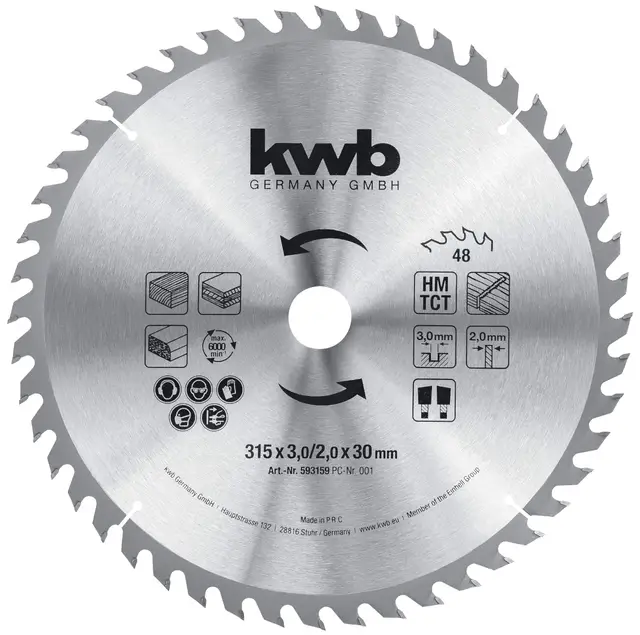 kwb 593159 Bau-Kreissägeblatt 315 x 30