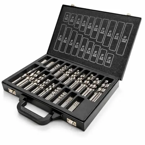 CF Technik HSS‑G Spiralbohrer‑Set – Metallbohrer 170‑teilig (1–10 mm, 0,5 mm‑Abstufung), 135‑° Kreuzschliff, im Metallkoffer