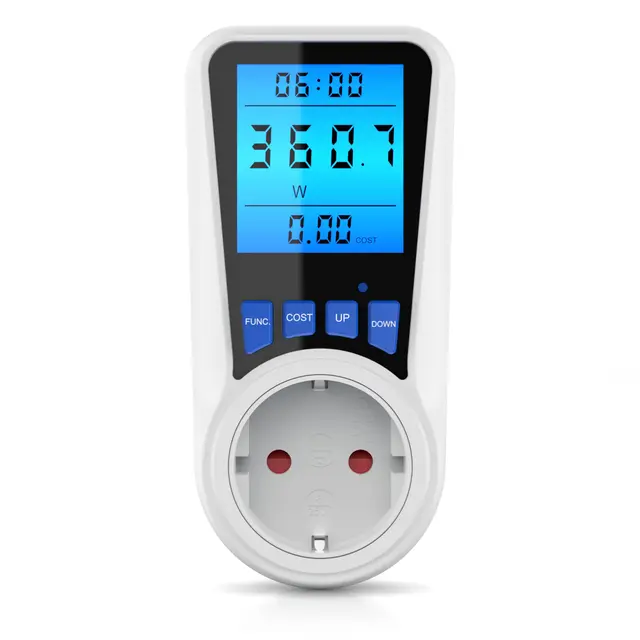 CSL – Energiekostenmessgerät Stromkostenmessgerät Stromverbrauchszähler – Display mit Hintergrundbeleuchtung – max. 3680 Watt – 4 Tasten – Strommesser/Stromzähler für Steckdose