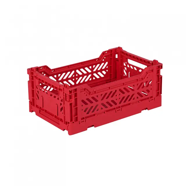 AYKASA Klappkiste, stabile Faltkiste aus Kunststoff, stapelbar, Red, Mini (27x17x11cm)