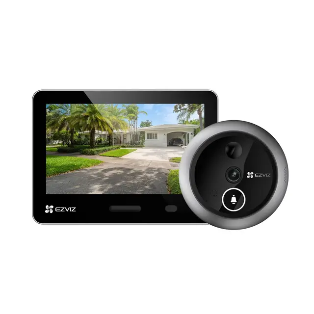 EZVIZ 4K WLAN Türspion mit 5,5-Zoll-Farbbildschirm, Kabellose Video Türklingel Kamera mit 155° Weitwinkel & 7,100mAh Akku, KI-Personenerkennung & PIR Sensor, 2,4GHz, EP4(Silber)
