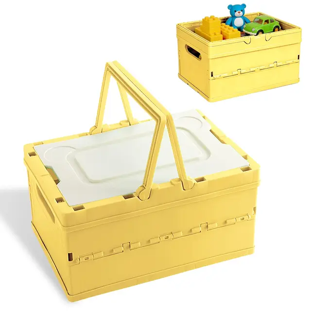 BOYIFEIJIE Klappbox faltbar mit Deckel und Henkel, 9,9 L, Gelb