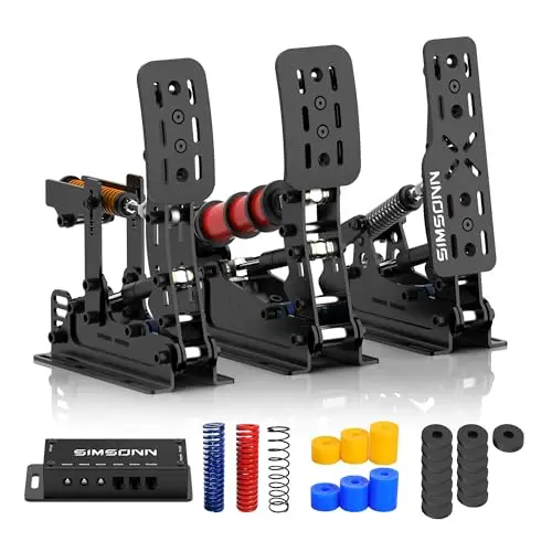 SIMSONN Plus X Sim Racing Pedale PC Racing Simulator Drucksensor Lastzelle HE Hydraulikpedale Unterstützung für haptische Pedale Reactor (Plus X Schwarz P3-H3)