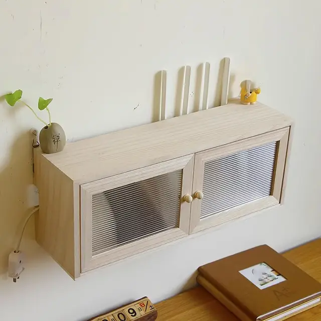 Aufbewahrungsbox für WLAN-Router, Wandmontierte Box, Versteckte WLAN-Box, Router-Schrank für Büro und Zuhause. (Natur)
