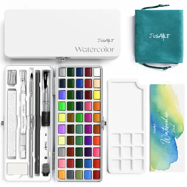 jusart aquarellfarben-set 50 farben