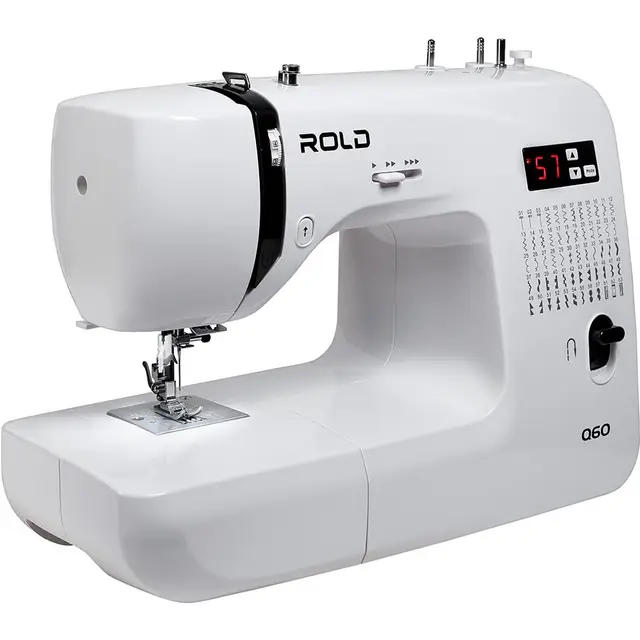 ROLD Q60 Computernähmaschine | 60 Stichprogramme | Nadeleinfädler | Metallrahmen | LED-Beleuchtung | Nähen ohne Pedal