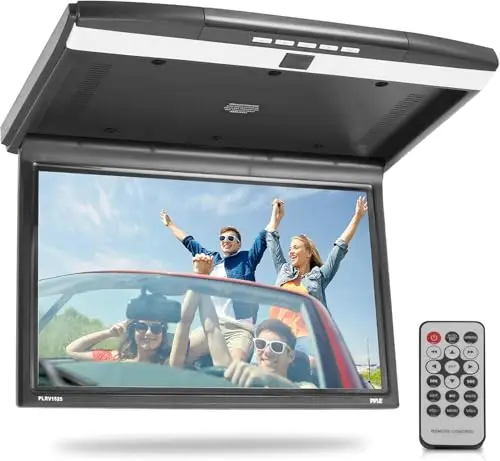 Pyle 15,6 Zoll Auto Monitor – Dachmonitor mit 1680x800 HD Bildschirm, HDMI, USB, SD & AV, IR & FM Transmitter, integrierte Stereo Lautsprecher