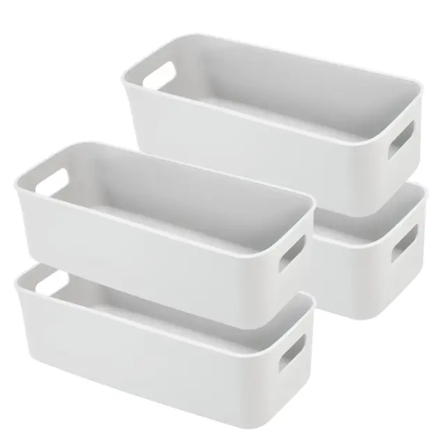 LYLIDIA Schmale Organizer-Boxen 4er-Set Grau 27,5×10×10 cm