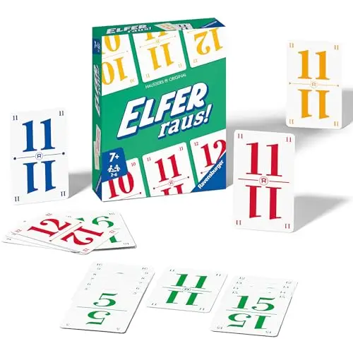 Ravensburger Elfer Raus! Der Klassiker, Kartenspiel 2-6 Spieler, Spiel ab 7 Jahren für Kinder und Erwachsene