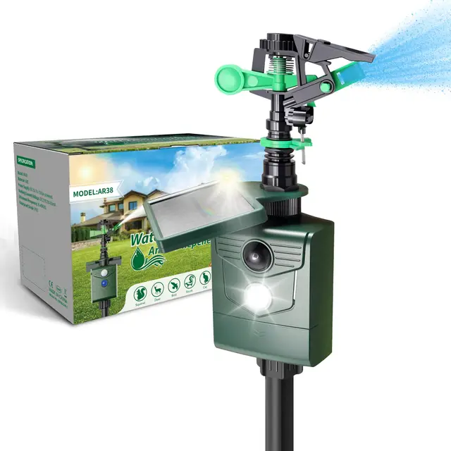Wasserstrahl Tiervertreiber, Katzenabwehr Wasser, PIR-Bewegungsmelder Vogelabwehr, Reiherschreck für Garten & Teich, USB-Laden&Solar-Laden in Zwei Modi, Vogelschreck, Reiherabwehr, 2026 Upgrade