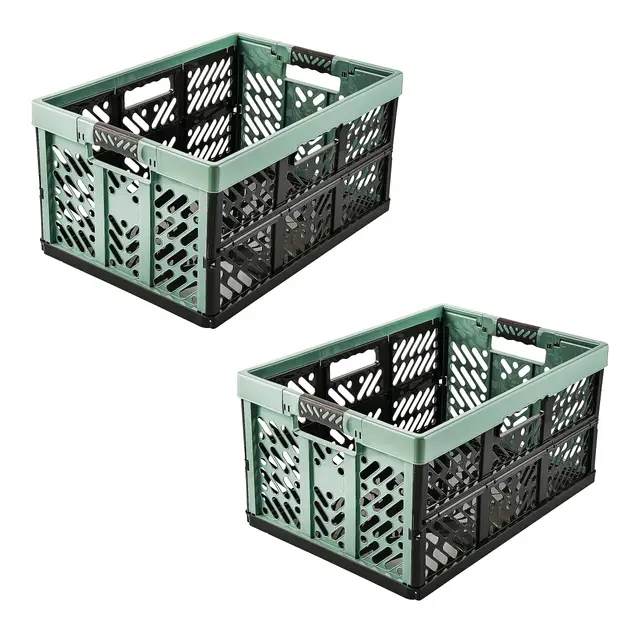 keeeper 2x Stabile Profi-Klappboxen mit Soft-Touch Griffen, 45 l, Ben, Nordic Green (Grün)
