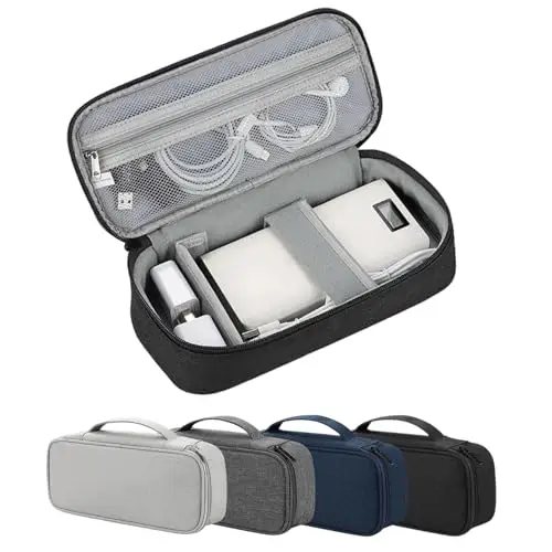 Arae Elektronik Organizer Tasche Kabel Tech Pouch Einfachschicht 25x12x6,5cm - Leichtgewicht Aufbewahrung mit Feuchtigkeitsschutz für Reise und Büro, L - Schwarz