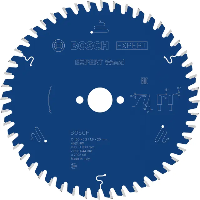 Bosch 1x EXPERT Wood Kreissägeblatt für Handkreissägen (für Weichholz, Hartholz, Ø mm, Professional Zubehör kabelgebundene Handkreissägen)