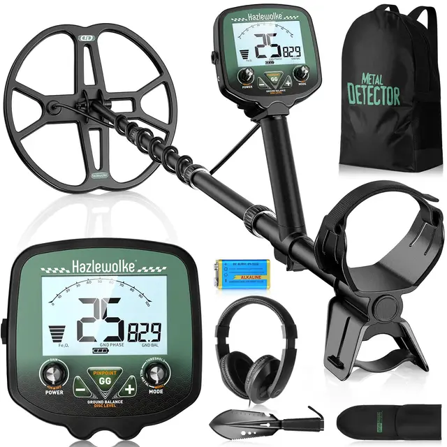 Metalldetektor für Erwachsene Profi mit 13’’wasserdichter Doppel-D-Spule, Hohe 19.23 kHz Frequenz für Silber und Goldsuche, Upgrade Einstellbarer Bodenbalance, 3 Detektionsmodi (12’’Erfassungstiefe)