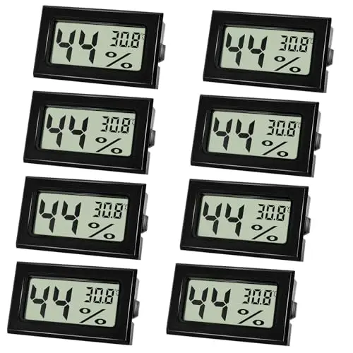 Farerkass Hygrometer - Thermometer, Digital Mini Luftfeuchtigkeitsmesser mit LCD, Zimmertemperatur für Innenräume und Hydrometer für Babyzimmer,Schlafzimmer und Weinkeller, Schwarz (8)